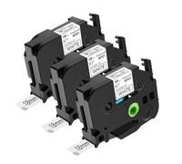 NineLeaf 3 Pack Replacement for Brother P-Touch TZe-FX241 TZ-FX241 TZeFX241 TZFX241 AZe 18mm 0.7'' 8m Flexible ID Cable Laminated Black on White Label Tape for Ptouch PT-930SC 930VP 980 Label Maker