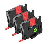 NineLeaf 3 Pack Replacement for Brother P-Touch Tze-RW34 TzeRW34 TZ-RW34 TZRW34 Aze-RW34 12mm 0.47'' Decoration Satin Ribbon Fabric Gold on Red Label Tape for Ptouch PT-200 2030 2030AD Label Maker