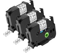 NineLeaf 3 Pack Replacement for Brother P-Touch TZe-S141 TZ-S141 TZeS141 TZS141 AZe 18mm 0.7'' 8m Extra Strength Adhesive Laminated Black on Clear Label Tape for Ptouch PT-930SC 930VP 980 Label Maker