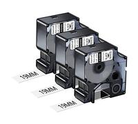 NineLeaf 3 Pack Replacement for Dymo 18489 A18489 19mm x 3.5m 0.7'' 3/4 inch Black on White Flexible Nylon Industrial Label Tape for Rhino 4200 6000 ILP 219 3M PL150 PL300 Tyco T107M Label Maker