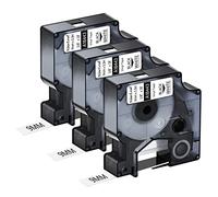 NineLeaf 3 Pack Replacement for Dymo IND 18443 A18443 9mm x 5.5m 0.35'' 3/8 inch Black on White Vinyl Permanent Industrial Label Tape for Rhino 4200 5200 ILP 219 3M PL200 3M PL300 Label Maker