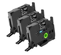 NineLeaf 3 Pack White on Black 12mm Label Tapes Compatible for Brother P-touch TZ 335 TZe 335 TZ-335 Printers 3 Pack