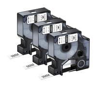 NineLeaf 3 PK Label Tape Black on White Compatible for DYMO D1 40913 S0720680 3/8" 23ft LabelManager 210D 360D 500TS White