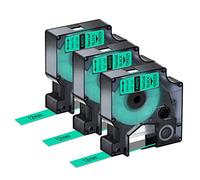 NineLeaf 3 x Compatible for Dymo D1 45019 S0720590 A45019 Tape Black on Green 1/2'' 12mm x 7m Label Tape for LabelManager 160 210D 220P 120P 150 200 LabelPoint 100 150 200 250 300 350 Label Maker