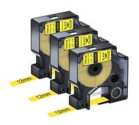 NineLeaf 3 x Compatible for Dymo Rhino 18056 S0718310 Tape Black on Yellow IND Heat Shrink Tube 1/2'' 12mm x 1.5mm for Wires Cables in Rhino 3000 4200 5000 5200 6000 Tyco T107M Industrial Label Maker