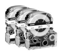 NineLeaf 3PK Compatible for LW Label Maker Tape 24mm 0.94" LK-6WBN SS24KW LC-6WBN9 LK Black on White Label Tape for LabelWorks LW600P LW700 LW900 LW1000P LW-PX400 LW-PX750