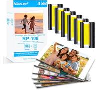 NineLeaf 3X Compatible for Canon Selphy CP1300 Ink Cartridge/Photo Paper | RP108IN RP-108IN for Selphy CP1500 CP1200 CP1000 CP910 CP900 CP820 Selphy Photo Printer, 2 Cartridges+108 Papers 10x15cm, 4X6