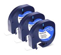 NineLeaf 3X Compatible for Dymo Letratag Plastic Tape Black on White 91201 S0721610 12mm x 4m for Dymo Letratag Label Printer Tape LT-100H LT-100T LT-110T 200B QX50 XR XM 2000 Label Maker