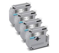NineLeaf 4 Pack Compatible for Brother P-Touch M-K931s M-K931 MK931 M-931 M931 12mm 0.47'' 1/2 inch 8m Non Laminated Black on Silver Label Tape Cassette for Ptouch PT-85 80SCCP 90 Label Maker