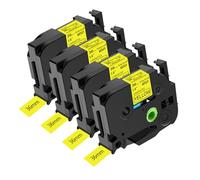 NineLeaf 4 Pack Compatible for Brother P-Touch TZe-661 TZ-661 TZe661 TZ661 36mm 1.4'' 8m Laminated Black on Yellow Label Tape Cassette for Ptouch PT-9200DX PT-9200PC PT-9400 PT-9500PC Label Maker