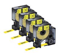 NineLeaf 4 Pack Compatible Labels Tape Replacement for Dymo 18054 3/8 inch Black on Yellow Heat Shrink Tube Labels 9mm x 1.5m for Wires and Cables Use in Rhino 4200 5200 5000 6000 3M Label Maker
