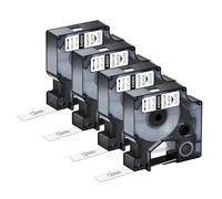 NineLeaf 4 Pack Compatible with Dymo D1 Label Tape 45010 S0720500 A45010 Black on Clear 12mm x 7m for Dymo Label Maker Refills for Dymo LabelManager 160 280 350 350D 400 Label Maker