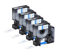 NineLeaf 4 Pack Compatible with Dymo D1 Label Tape 45011 S0720500 A45011 Blue on Clear 12mm x 7m for Dymo Label Maker Refills for Dymo LabelManager 160 280 360D 350D 420P Label Maker