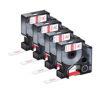 NineLeaf 4 Pack Compatible with Dymo D1 Label Tape 45015 S0720550 A45015 Red on White 12mm x 7m for Dymo Label Maker Refills for Dymo LabelManager 160 280 360D 350D 420P Label Maker
