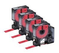 NineLeaf 4 Pack Compatible with Dymo D1 Label Tape 45017 S0720570 A45017 Black on Red 12mm x 7m for Dymo Label Maker Refills for Dymo LabelManager 160 280 360D 350D 420P Label Maker