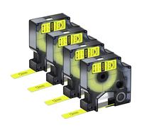 NineLeaf 4 Pack Compatible with Dymo D1 Label Tape 45018 S0720580 A45018 Black on Yellow 12mm x 7m for Dymo Label Maker Refills for Dymo LabelManager 160 280 360D 350D 420P Label Maker
