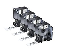 NineLeaf 4 Pack Compatible with Dymo D1 Label Tape 53713 S0720930 A53713 Black on White 24mm x 7m for Dymo Label Maker Refills for Dymo LabelManager 450 450D 640 500TS 400 Label Maker