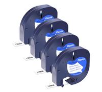NineLeaf 4 Pack Compatible with Dymo LetraTag Label Maker Tape Refills 91201 91331 S0721660 12mm x 4m Black on White Plastic Label Tapes for Dymo Letratag Label Printers LT100H LT100T Plus 200B XR