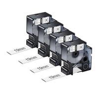 NineLeaf 4 Pack Compatible with DYMO Rhino Industrial Heat Shrink Tube Label 18057 S0718330 Black on White 19mm x 1.5m Self-Adhesive Label Tape for DYMO Rhino 4200 5000 5200 6000 Label Maker