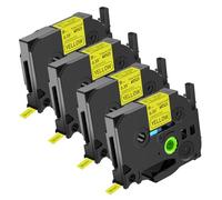 NineLeaf 4 Pack Replacement for Brother P-Touch TZe-621 TZ-621 TZe621 TZ621 AZe 9mm 0.35'' 8m Laminated Black on Yellow Label Tape Cassette for Ptouch PT-H110 E800W Label Maker