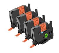 NineLeaf 4 Pack Replacement for Brother P-Touch TZe-B21 TZ-B21 TZeB21 TZB21 AZe 9mm 0.35'' 5m Laminated Black on Fluorescent Orange Label Tape Cassette for Ptouch PT-H110 E800W Label Maker