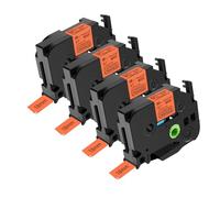NineLeaf 4 Pack Replacement for Brother P-Touch TZe-B41 TZ-B41 TZeB41 TZB41 AZe 18mm 0.7'' 5m Laminated Black on Fluorescent Orange Label Tape Cassette for Ptouch PT-1880C 2030AD 1880W Label Maker