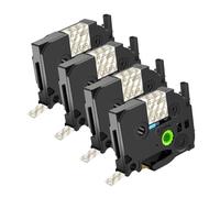 NineLeaf 4 Pack Replacement for Brother P-Touch TZe-M34 TZ-M34 TZeM34 TZM34 AZe 12mm 0.47'' 8m Laminated Gold on Matte Clear Label Tape Cassette for Ptouch PT-H110 E800W Label Maker