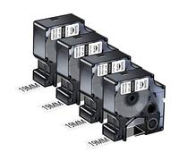 NineLeaf 4 Pack Replacement for Dymo IND 18445 A18445 19mm x 5.5m 0.7'' 3/4 inch Black on White Vinyl Permanent Industrial Label Tape for 5200 6000 ILP 219 3M PL150 PL200 PL300 Tyco Label Maker
