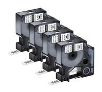 NineLeaf 4 x Compatible for Dymo 18482 IND Tape Black on White 3/8'' 9mm x 5.5m Polyester Permanent Industrial Label Tape for Rhino 1000 3000 4200 5200 ILP 219 3M PL100 PL150 Label Maker