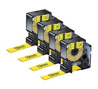 NineLeaf 4 x Compatible for Dymo Rhino 18058 S0718340 Tape Black on Yellow IND Heat Shrink Tube 3/4'' 19mm x 1.5m for Wires Cables in Rhino 4200 5000 5200 6000 ILP219 Tyco T107M Industrial Label Maker