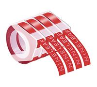 NineLeaf 4 x Compatible for Dymo S0898150 520102 3D Plastic Embosser Tape White on Red 9mm x 3m Label Tape for Omega Home Embossing Junior Embosser Home Embossing Organizer Xpress12965 Label Maker