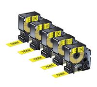 Nineleaf 5 Pack 19mm Label Tape Compatible with DYMO D1 Label Tape 45808 Black on Yellow Cassette for DYMO LabelManager 360D 450D 420P 500TS Wireless PnP Label Printer,19mm x 7m