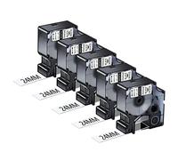 NineLeaf 5 Pack 24mm Label Tape Compatible for DYMO 53713 S0720930 Black on White Self-Adhesive for Dymo LabelManager MobileLabeler 450D 500TS Wireless PnP LabelWriter 450 Duo Rhino 6004