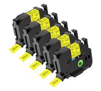 NineLeaf 5 Pack Compatible for Brother P-Touch TZe-661 TZ-661 TZe661 TZ661 36mm 1.4'' 8m Laminated Black on Yellow Label Tape Cassette for Ptouch PT-9200DX PT-9200PC PT-9400 PT-9500PC Label Maker