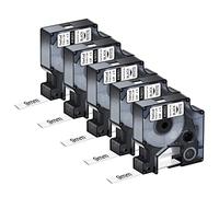 NineLeaf 5 Pack Compatible for DYMO 18053 Industrial Label Tape for Heat Shrink Tube 3/8 Inch 9mm x 1.5m 5 Feet Black on White for Rhino 1000 3000 4200 5000 5200 6000