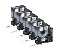 NineLeaf 5 Pack Compatible for Dymo D1 Label Tape 45013 A45013 S0720530 Black on White D1 12mm x 7m for Dymo D1 Label Maker Refills LabelManager 160 210D 220P 260P 280 360D 420P Labelpoint 150 250