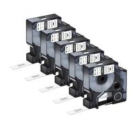 NineLeaf 5 Pack Compatible with Dymo D1 Label Tape 45010 S0720500 A45010 Black on Clear 12mm x 7m for Dymo Label Maker Refills for Dymo LabelManager 160 280 450 450D 500TS Label Maker