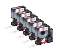 NineLeaf 5 Pack Compatible with Dymo D1 Label Tape 45015 S0720550 A45015 Red on White 12mm x 7m for Dymo Label Maker Refills for Dymo LabelManager 160 280 420P 450D 500TS Label Maker