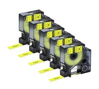 NineLeaf 5 Pack Compatible with Dymo D1 Label Tape 45018 S0720580 A45018 Black on Yellow 12mm x 7m for Dymo Label Maker Refills for Dymo LabelManager 160 280 420P 450D 500TS Label Maker