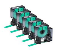 NineLeaf 5 Pack Compatible with Dymo D1 Label Tape 45019 S0720590 A45019 Black on Green 12mm x 7m for Dymo Label Maker Refills for Dymo LabelManager 160 280 420P 450D 500TS Label Maker