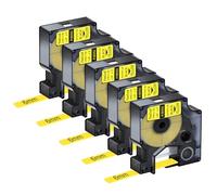 NineLeaf 5 Pack Compatible with DYMO Rhino Industrial Heat Shrink Tube Label 18052 S0718270 Black on Yellow 6mm x 1.5m Self-Adhesive Label Tape for DYMO Rhino 3000 4200 5000 5200 6000 Label Maker