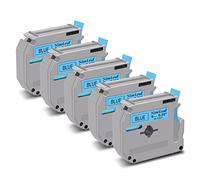 Nineleaf 5 Pack M-K521 Non-Laminated M Tape Compatible for Brother P-Touch M521 MK521 Black on Blue 9mm x 8m (3/8 inch x 26.2 feet) 4 Pack