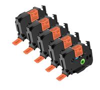 NineLeaf 5 Pack Replacement for Brother P-Touch TZe-B41 TZ-B41 TZeB41 TZB41 AZe 18mm 0.7'' 5m Laminated Black on Fluorescent Orange Label Tape Cassette for Ptouch PT-2200 1880SC 1880W Label Maker