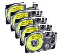 NineLeaf 5 Pack Replacement for Casio EZ XR9FYW XR-9FYW AR-9FYW XR-9FYW2S 9mm 0.35'' 3/8 inch Black on Fluorescent Yellow Label Tape for KL750 KL750B KL750BA KL750KITCH KL780 KL8100 Label Maker
