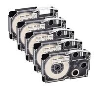 NineLeaf 5 Pack Replacement for Casio EZ XR9WE XR-9WE AR-9WE XR-9WE2S XR9WE2S 9mm 0.35'' 3/8 inch Black on White Label Tape for KL60 KL750 KL750B KL750BA KL750KITCH KL780 KL8100 Label Maker