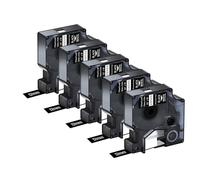 NineLeaf 5 Pack Replacement for Dymo 1805435 A1805435 12mm x 5.5m 0.47'' 1/2 inch White on Black Polyester Permanent Industrial Label Tape for Rhino 1000 4200 5200 ILP 219 3M PL100 PL150 Label Maker