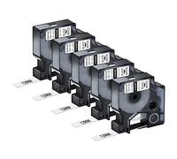 NineLeaf 5 Pack Replacement for Dymo 18488 A18488 12mm x 3.5m 0.47'' 1/2 inch Black on White Flexible Nylon Industrial Label Tape for Rhino 5000 6000 ILP 219 3M PL200 PL300 PL100 PL150 Label Maker