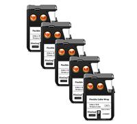 NineLeaf 5 Pack Replacement for Dymo 1868807 A1868807 19mm x 5.5m 0.7'' 3/4 inch Black on White Flexible Cable Wrap Nylon Label Tape for Rhino XTL-300 XTL-500 Label Maker