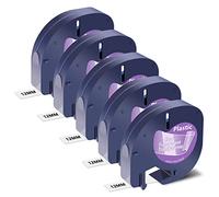 NineLeaf 5 Pack Replacement for Dymo Letratag Refill 12267 16951 16952 S0721530 12mm x 4m 0.47'' 1/2 inch Black on Clear Label Tape for LT-100H LT-100T LT-110T Plus QX50 XR XM 2000 Label Maker