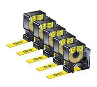 NineLeaf 5 PK Compatible for DYMO 18058 Rhino Heat Shrink Tube Industrial Label Tape 3/4 Inch x 5 Feet Black on Yellow for LabelWriter and Industrial Label Manufacturer Rhino 1000 3000 4200 5000 5200